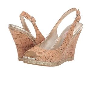 Lilly Pulitzer Gold and Tan Wedge Sandals